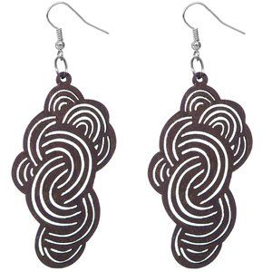 Dark Brown Swirly Wooden Earrings